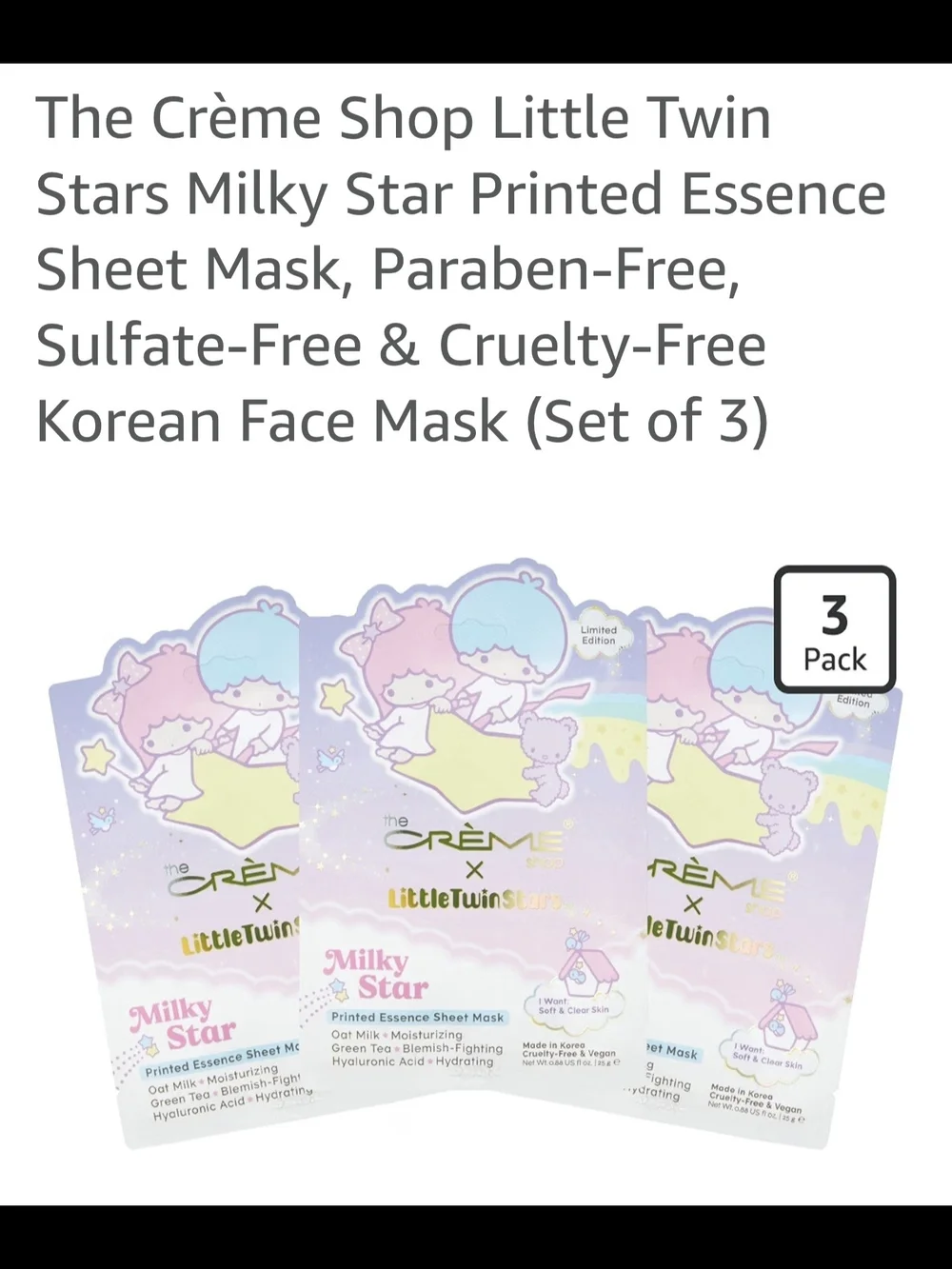 The Crème x Little Twin Stars Milky Star Tinted Essence Sheet Mask - Pink